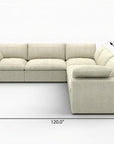 White Linen Blend Modular L Shaped Five Piece Corner Sectional