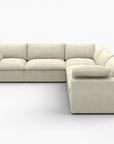 White Linen Blend Modular L Shaped Five Piece Corner Sectional