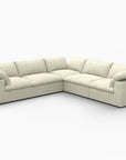White Linen Blend Modular L Shaped Five Piece Corner Sectional