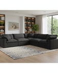 White Linen Blend Modular L Shaped Five Piece Corner Sectional