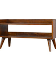 35" Chestnut Solid Wood Storage Bench With Shoe Storage