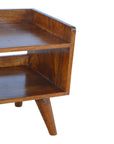 35" Chestnut Solid Wood Storage Bench With Shoe Storage