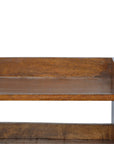 35" Chestnut Solid Wood Storage Bench With Shoe Storage