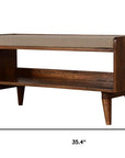 35" Beige And Brown Linen And Solid Wood Upholstered Storage Bench With Shoe Storage