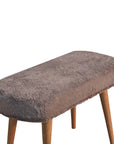 31" Brown Faux Fur And Solid Wood Upholstered Bench