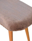 31" Brown Faux Fur And Solid Wood Upholstered Bench