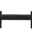 43" Black And Brown Genuine Leather And Solid Wood Upholstered Bench