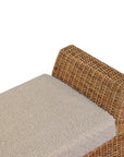40" Cream And Brown Boucle Rattan And Solid Wood Upholstered Bench