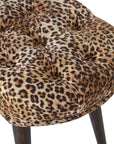 31" Brown Tan And Walnut Tufted Animal Print Velvet And Solid Wood Upholstered Bench