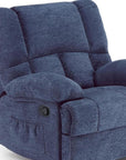 39" Blue Polyester Blend Manual Recliner
