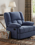 39" Blue Polyester Blend Manual Recliner
