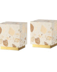Set of Two 5" Gold Square USB Table Lamps With Square Shades