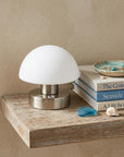 6" Nickel Novelty USB Table Lamp With Dome Shade