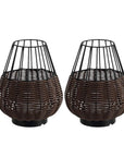 Set of Two 10" Black Round USB Table Lamps With Globe Shades