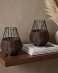 Set of Two 10" Black Round USB Table Lamps With Globe Shades