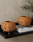 Set of Two 6" Brown Lantern USB Table Lamps With Globe Shades