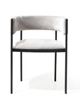 Set of Two Light Gray and Black Fabric and Steel Open Back Dining Arm Chairs