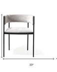 Set of Two Light Gray and Black Fabric and Steel Open Back Dining Arm Chairs
