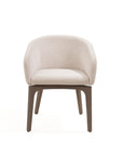 Taupe and Brown Boucle And Faux Leather Dining Arm Chair