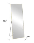 70" Gold Metal Wall Mounted Leaning And Freestanding Framed Standing Mirror