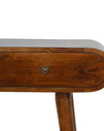 35" Chestnut Solid Wood Console Table With Two Drawers