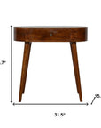 32" Chestnut Solid Wood Oval Console Table With Drawer