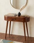 32" Chestnut Solid Wood Oval Console Table With Drawer