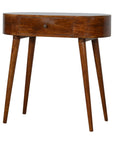 32" Chestnut Solid Wood Oval Console Table With Drawer