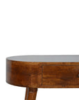 32" Chestnut Solid Wood Oval Console Table With Drawer