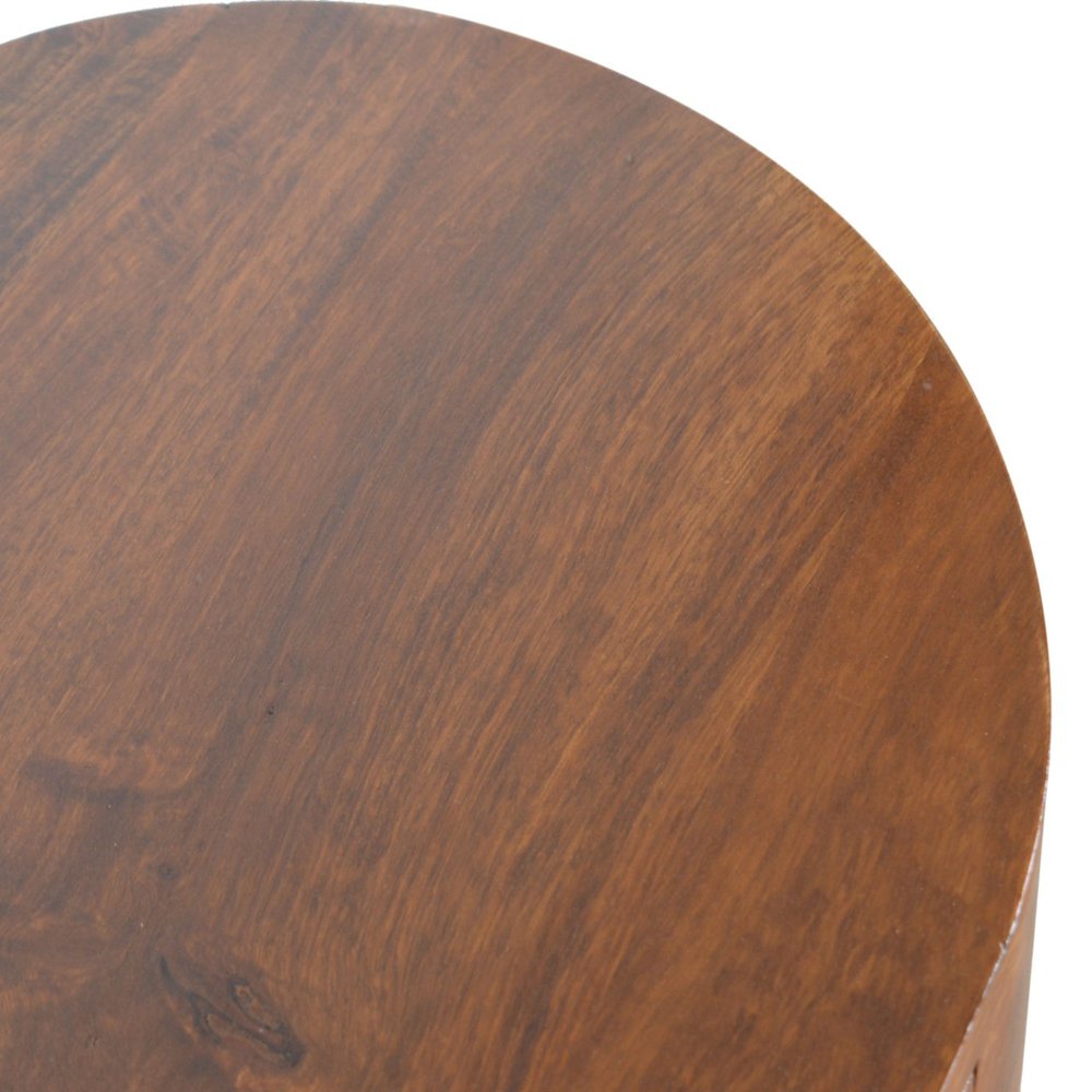 32" Chestnut Solid Wood Oval Console Table With Drawer