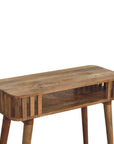 33" Oak Solid Wood Console Table With Shelf
