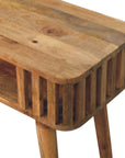 33" Oak Solid Wood Console Table With Shelf