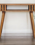 33" Oak Solid Wood Console Table With Shelf