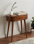 24" Chestnut Solid Wood Oval Console Table With Drawer