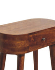 24" Chestnut Solid Wood Oval Console Table With Drawer