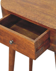 24" Chestnut Solid Wood Oval Console Table With Drawer