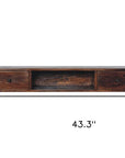 43" Chestnut Solid Wood Floating Console Table With Shelf And Two Drawers