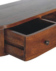 43" Chestnut Solid Wood Floating Console Table With Shelf And Two Drawers