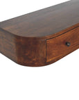 43" Chestnut Solid Wood Floating Console Table With Shelf And Two Drawers