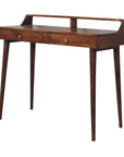 39" Chestnut Solid Wood Console Table With Shelf And Two Drawers