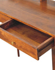 39" Chestnut Solid Wood Console Table With Shelf And Two Drawers