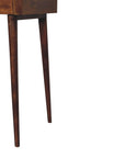 39" Chestnut Solid Wood Console Table With Shelf And Two Drawers