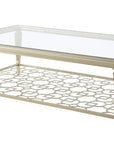 54" Clear and Champagne Glass and Steel Coffee Table