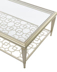 54" Clear and Champagne Glass and Steel Coffee Table
