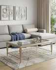 54" Clear and Champagne Glass and Steel Coffee Table