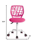 Pink and White Adjustable Height Swivel Rolling Office Chair
