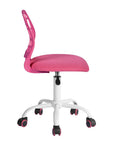 Pink and White Adjustable Height Swivel Rolling Office Chair