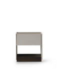 23" Light Gray And Walnut Wood One Drawer Nightstand