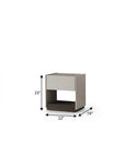 23" Light Gray And Walnut Wood One Drawer Nightstand