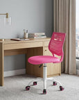 Aqua and White Adjustable Height Swivel Rolling Office Chair